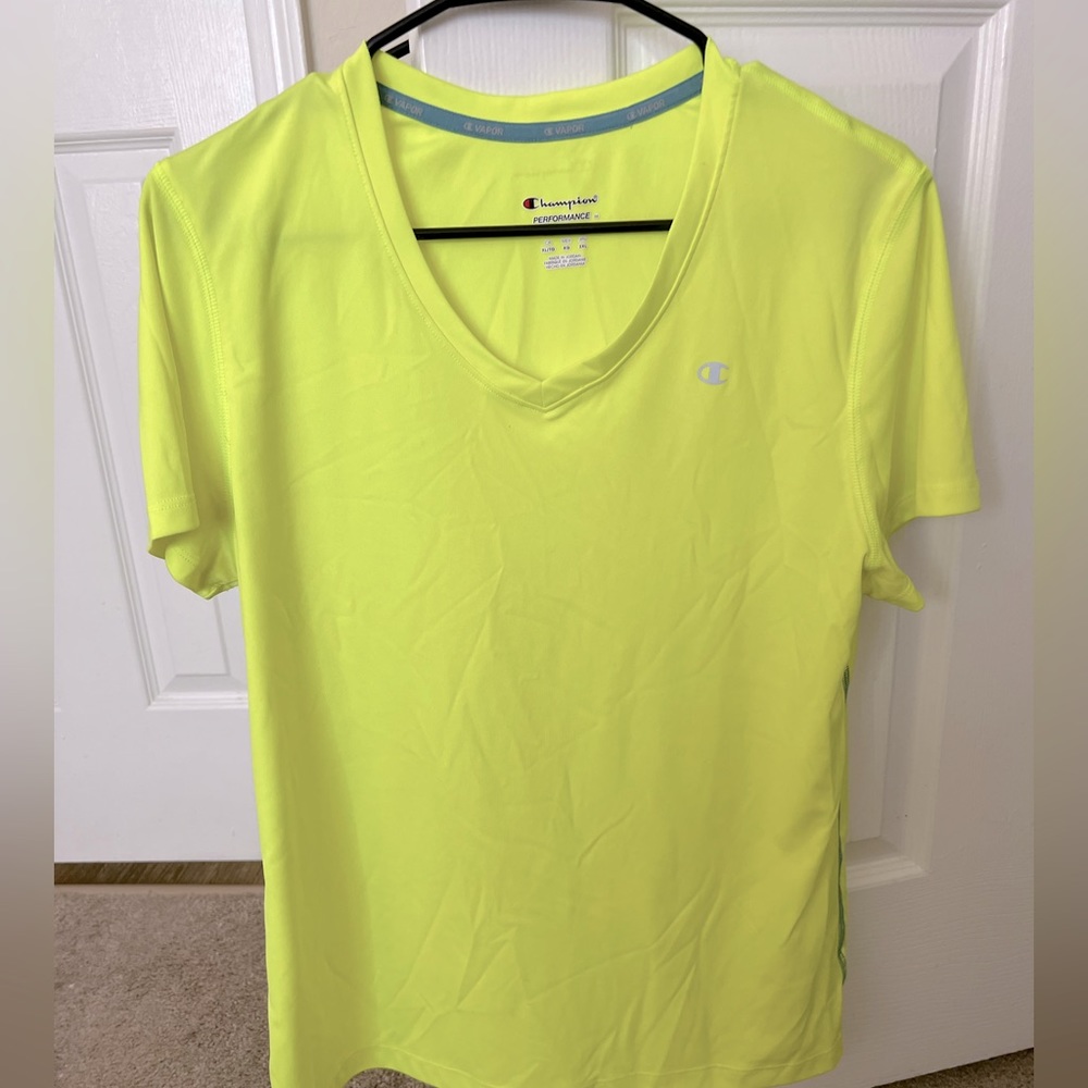 Champion Neon Green/Yellow Performance Running short Sleeve Top